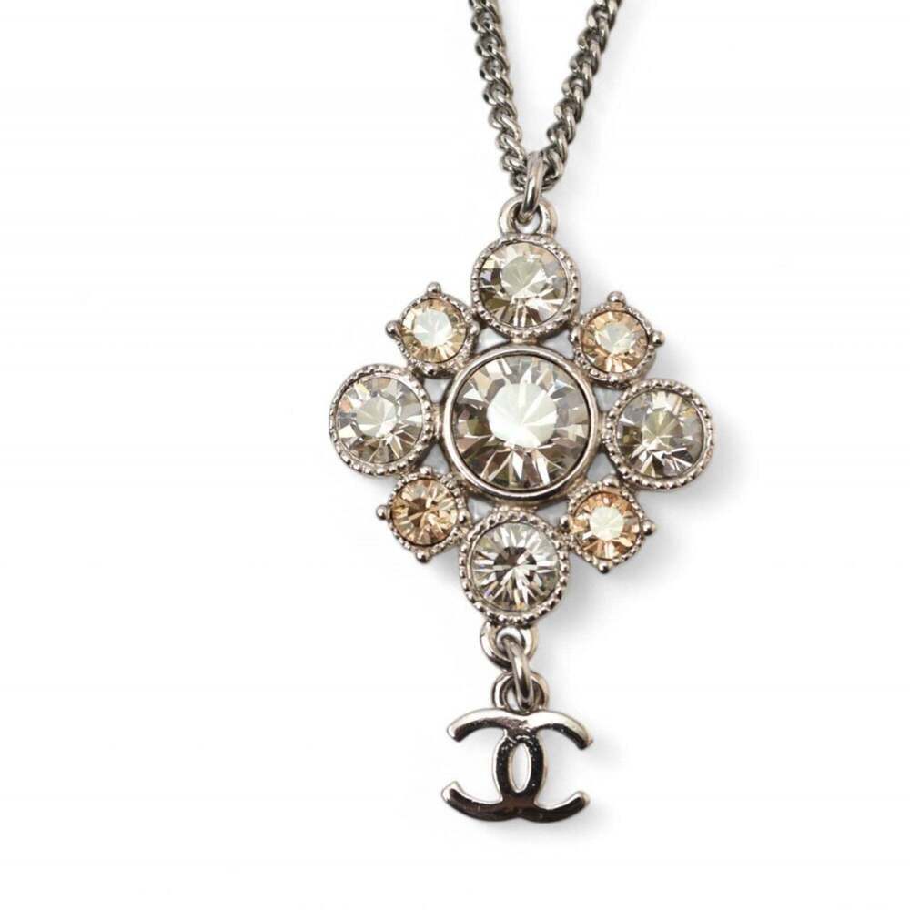 CHANEL Silver Logo Necklace